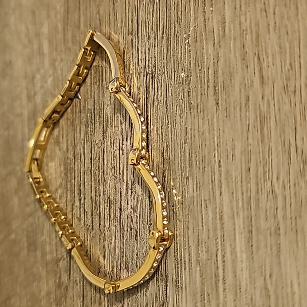 China signed vintage gold plated cubic zirconia flex tennis bracelet